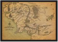 Quadro Decorativo Mapa Senhor Dos Anéis Geek Terra Média Decorações Com Moldura G01