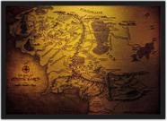 Quadro Decorativo Mapa Senhor Dos Anéis Geek Terra Média Decorações Com Moldura G02