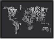Quadro Decorativo Mapas Mundo Países Continentes Decorações Com Moldura G02