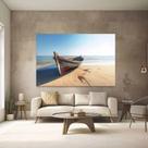 Quadro Decorativo Mar Canoa Rustica Dia Tecido Canvas