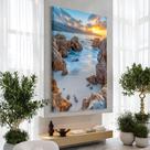 Quadro decorativo mar entre pedras vertical