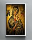Quadro Decorativo Maria Do Perpétuo Socorro Jesus Canvas Filete