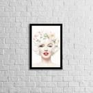 Quadro Decorativo Marilyn Monroe Flores 24x18cm