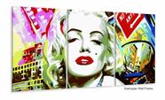 Quadro Decorativo Marilyn Monroe Moderno 120x60 3 peças