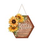 Quadro Decorativo MDF Hexagonal Seja Bem Vindo 26,5x34,7cm