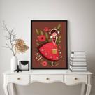 Quadro Decorativo Menininha Camponesa 24x18cm - com vidro