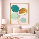 Quadro Decorativo Metal Dourado Estampa Abstrata Parede -