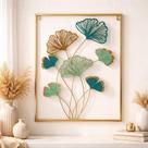 Quadro Decorativo Metal Dourado Estampa Abstrata Parede -