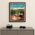 Quadro Decorativo Minas Gerais - Café 33x24cm Mold Branca Vidro