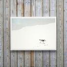 Quadro Decorativo Minimalista- Mar Pássaro Branco 33x24cm