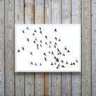 Quadro Decorativo Minimalista Pássaros Voando 45x34cm