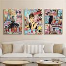 Quadro decorativo moderno chique elegante abstrato Moda grafite rua pop arte mulher