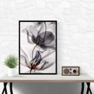 Quadro Decorativo Moderno Flor Cinza 24x18cm Quadro Decorativo Moderno Flor Cinza 24x18cm