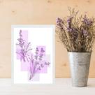 Quadro Decorativo Moderno Flores Lavanda 33x24cm - com vidro