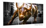 Quadro Decorativo Moderno Touro De Wall Street Tecido 3 peças