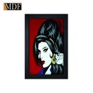 Quadro Decorativo Moldura Pintada Gel Amy Winehouse 30x20 Mdf Adesivado