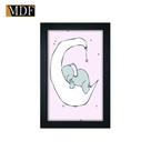 Quadro Decorativo Moldura Pintada Gel Elefantinho Durmindo 30x20 Mdf Adesivado