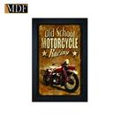 Quadro Decorativo Moldura Pintada Gel Old School Motorcycle Racing 30x20 Mdf Adesivado