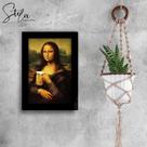 Quadro Decorativo Monalisa Bebendo Cerveja