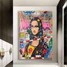 Quadro decorativo Monalisa obra de arte moderna abstrato colorido grafite para sala quarto Quadro decorativo Monalisa obra de arte moderna abstrato colorido grafite para sala quarto