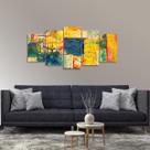 Quadro decorativo Mosaico 5 Peças Abstrato Moderno Laranja