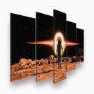 Quadro Decorativo Mosaico 5 peças Astronauta Planeta Espaço