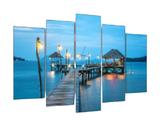 Quadro Decorativo Mosaico 5 Peças Mod054 Entardecer Céu Mar