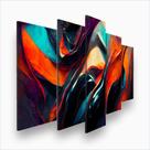 Quadro Decorativo Mosaico 5 peças Pintura Abstrata Sóbria
