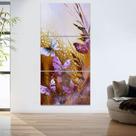 Quadro Decorativo Mosaico 60x120 Flores Borboletas Abstratas