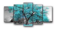Quadro Decorativo Mosaico Ambientes 5 Peças Mdf Arvores
