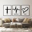 Quadro Decorativo Mosaico Fé, Esperança e Amor - Inspiração e Elegância para Seu Ambiente