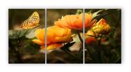 Quadro Decorativo Mosaico Flor E Borboleta Aquarela