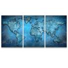 Quadro Decorativo Mosaico Kit 3 Telas para Sala Mapa Azul Quadro Decorativo Mosaico Kit 3 Telas para Sala Mapa Azul