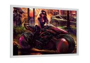 Quadro decorativo - moto cyberpunk mulher futurista