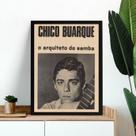 Quadro Decorativo MPB Reportagem Chico 45x34cm - com vidro Quadro Decorativo MPB Reportagem Chico 45x34cm - com vidro