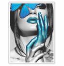 Quadro Decorativo Mulher Borboleta Azul 90x60 Sala Quarto