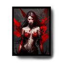Quadro Decorativo Mulher de Vermelho Vampira da Noite Gótica com Moldura E Acetato Tamanho A3