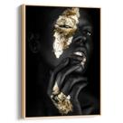 Quadro decorativo Mulher Negra Dourada em Reflexos de Majestade - Art Canvas Quadro decorativo Mulher Negra Dourada em Reflexos de Majestade - Art Canvas