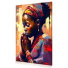 Quadro Decorativo Mulher Negra Oração Colorido Canvas 60x40