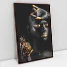 Quadro Decorativo Mulher Preto e Dourado em tela Canvas