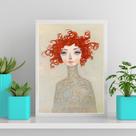 Quadro Decorativo Mulher Ruiva 33x24cm