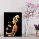 Quadro Decorativo Nefertiti Com Gato 24x18cm - com vidro Quadro Decorativo Nefertiti Com Gato 24x18cm - com vidro