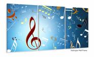 Quadro Decorativo Notas Musicais 120x60 3 peças Quadro Decorativo Notas Musicais 120x60 3 peças