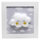 Quadro Decorativo Nuvem Com Carinha Cinza Quarto Bebê Infantil Menina Menino