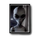 Quadro Decorativo O Alien, Ufo Visitante do Espaço com Moldura E Acetato Tamanho A3