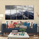 Quadro Decorativo O lobo E a Montanha 5 peças 140x65 Quadro Decorativo O lobo E a Montanha 5 peças 140x65