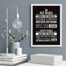Quadro Decorativo Oração Ave Maria- Preto E Branco 45x34cm - com vidro