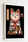 Quadro Decorativo Oriental Gato Sushi - 70x50cm