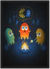 Quadro Decorativo Pac Man Games Clássicos Jogos Geek Decorações Com Moldura G03