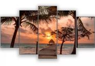 Quadro Decorativo Painel Coqueiros E Pôr Do Sol"